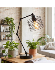 Loftowa lampka nocna z regulowanym ramieniem SASSARI LOFT w kolorze czarnym
