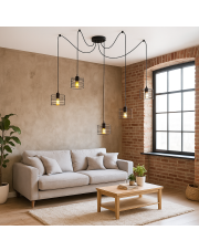 5-punktowy żyrandol industrialny pająk ALAMOS L5 w stylu loftowym
