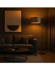 Designerska lampa stojąca do salonu z abażurem BOLIVIA MARMUR