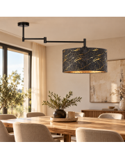 Czarna lampa sufitowa na wysięgniku ruchomym RANGUN MARMUR do kuchni i jadalni