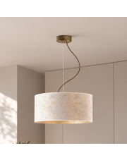 Biała lampa wisząca do salonu z abażurem a la marmur HAJFA MARMUR fi - 40 cm - kolor biały