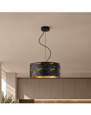 Czarna lampa wisząca z abażurem do kuchni HAJFA MARMUR fi - 40 cm - kolor czarny