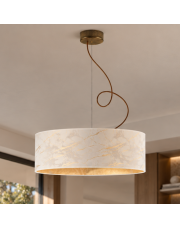 Nowoczesna lampa wisząca z dekoracyjnym abażurem imitującym biało-złoty marmur HAJFA MARMUR fi - 60 cm - kolor biały