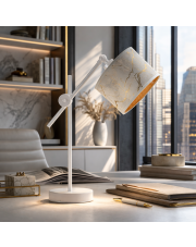 Designerska lampa stołowa z regulacją kąta padania światła MALI MARMUR lampka nocna z materiałowym abażurem