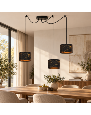 Czarna 3-punktowa lampa wisząca pająk WAIKIKI W3 MARMUR z regulowaną długością ramion