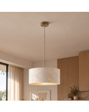 Regulowana lampa wisząca nad stół z abażurem o ciekawym designie SINTRA MARMUR fi - 40 cm - kolor biały