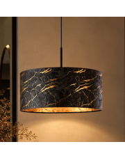 Nietuzinkowa lampa wisząca w kolorze czarno złotym z dekoracyjnym kloszem SINTRA MARMUR fi - 40 cm - kolor czarny
