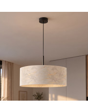 Biało-złota lampa wisząca z abażurem do salonu nad stół w stylu glamour  SINTRA MARMUR fi - 50 cm - kolor biały