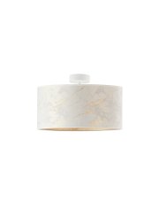 Złota lampa sufitowa do salonu WENECJA MARMUR fi - 40 cm - kolor biały