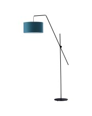 Czarna lampa podłogowa na wysięgniku BILBAO w stylu marynistycznym z morskim kloszem