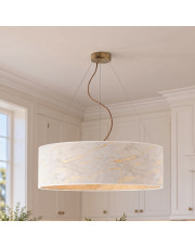 Biało-złota lampa wisząca z dużym abażurem Ø80 cm 3-5xE27 do salonu PORTO MARMUR fi - 80 cm - kolor biały