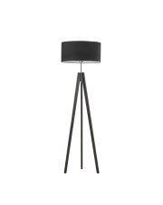 Czarna lampa podłogowa typu tripod do salonu HAITI VELUR