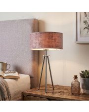 Różowa lampa stołowa z welurowym abażurem ALTA VELUR lampka nocna do sypialni