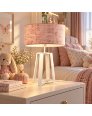 Elegancka lampa stołowa na czworonożnym stelażu THOR VELUR z abażurem w kolorze pudrowego różu