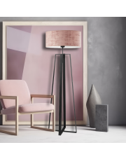 Czarna lampa stojąca z abażurem w kolorze pudrowego różu MOSS VELUR