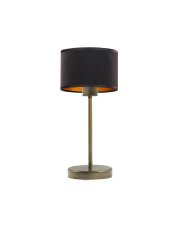 Czarna lampka nocna w stylu vintage NICEA VELUR z abażurem ze złotym wnętrzem