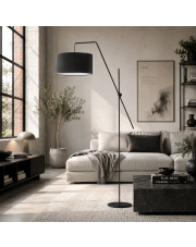Czarna lampa podłogowa na wysięgniku ruchomym BILBAO VELUR elegancka lampa stojąca do salonu