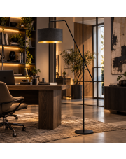 Elegancka lampa stojąca na wysięgniku do biura BILBAO VELUR czarna lampa podłogowa LED