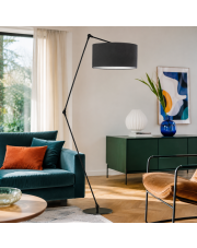 Designerska lampa stojąca z regulowanym ramieniem do salonu BARI VELUR w kolorze czarnym