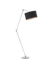Funkcjonalna lampa stojąca do czytania BARI VELUR z czarnym abażurem