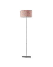 Srebrna lampa podłogowa z różowym abażurem z weluru WERONA VELUR