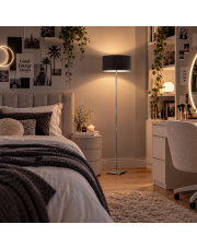Chromowana lampa stojąca z welurowym abażurem MEKSYK VELUR 