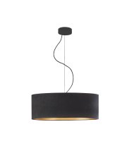 Regulowana lampa wisząca nad stół HAJFA VELUR fi - 50 cm kolor czarny ze złotym wnętrzem