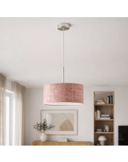 Lampa wisząca do salonu z welurowym abażurem w kolorze pudrowy róż  SINTRA VELUR fi - 40 cm - kolor różowy