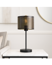 Czarna lampka nocna NICEA AŻUR z prześwitującym abażurem