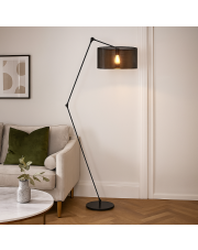 Czarna lampa podłogowa na ruchomym ramieniu BARI AŻUR