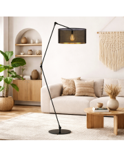 Czarna lampa podłogowa na ruchomym ramieniu BARI AŻUR
