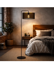 Nowoczesna lampa stojąca do salonu BOLIVIA AŻUR z abażurem z siateczki