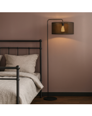 Nowoczesna lampa stojąca do salonu BOLIVIA AŻUR z abażurem z siateczki