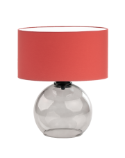 Czerwona lampa stołowa do salonu ze szklaną podstawą LUTON