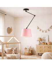 Różowa lampa sufitowa z regulowanym ramieniem do pokoju dziecka JUMA