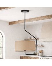 Minimalistyczny plafon do kuchni z beżowym abażurem 40 cm LAVRIO nowoczesna lampa sufitowa LED