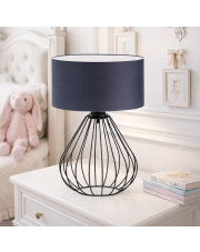 Druciana lampka nocna z granatowym abażurem LUKKA lampka nocna metalowa na stolik nocny