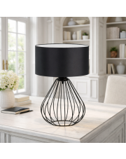Czarna lampa stołowa druciana LUKKA dekoracyjna lampka nocna z drutu