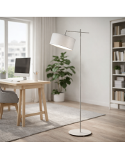 Srebrna lampa podłogowa w stylu skandynawskim MELTON regulowana lampa stojąca do salonu