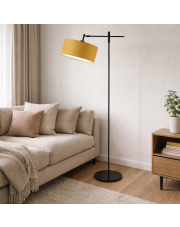 Nowoczesna lampa podłogowa na wysięgniku ruchomym MELTON z musztardowym abażurem 30 cm