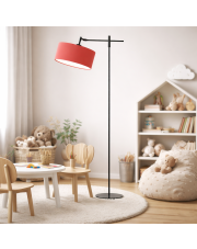 Nowoczesna lampa podłogowa regulowana z wysięgnikiem MELTON z czerwonym abażurem 30 cm