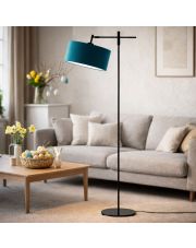 Czarna lampa podłogowa z regulowanym ramieniem MELTON