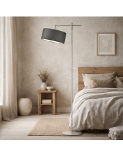 Srebrna lampa stojąca w stylu skandynawskim MELTON z regulacją kąta padania światła