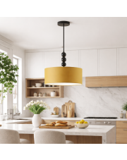Nowoczesna lampa sufitowa do kuchni z ozdobnymi kulami SALAMANC musztardowa lampa sufitowa z abażurem 40 cm