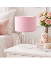 Biała lampka nocna dla dzieci z różowym abażurem NASHVILLE 