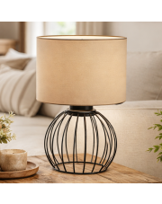 Czarna lampka nocna w stylu loftowym NASHVILLE lampka nocna z abażurem metalowa