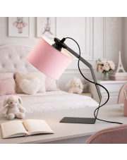 Czarno-różowa lampa biurkowa do nauki HAGA do pokoju dziecięcego