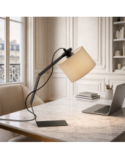 Czarno-beżowa lampa biurkowa z metalu HAGA lampka biurkowa do czytania przy biurku