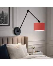 Czarny kinkiet na długim wysięgniku z czerwonym kloszem TESNUS kinkiet ścienny z regulowanym ramieniem LED