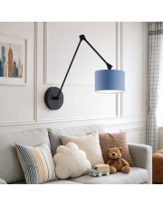 Regulowany kinkiet z abażurem na długim wysięgniku TESNUS kinkiet z regulacją kąta światła do pokoju dziecięcego